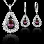 Jemmin New Women 925 Sterling Silver Bridal Wedding Jewelry Sets Fine Water Drop Pendants Necklaces Earring Set Accessory