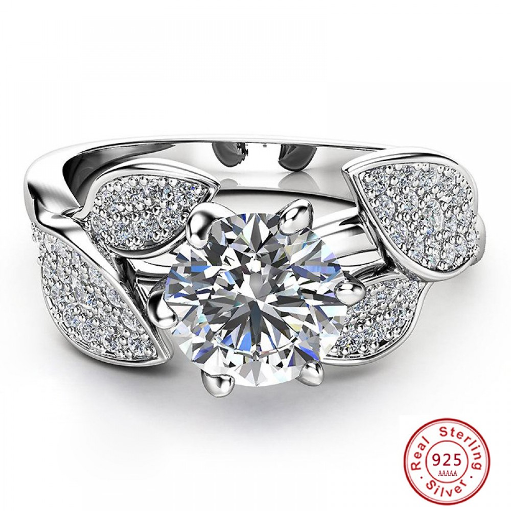 Fashion Elegant Original 925 Sterling Silver Rings for Women  Dazzling Flower Ring 1 Carat Zircon ANNIVERSARY SALE Bijoux
