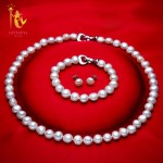 [NYMPH]  Genuine Baroque Pearl jewery sets  natural freshwater pearl necklace bracelet earrings 8-9mm fine jewelry [t1010]