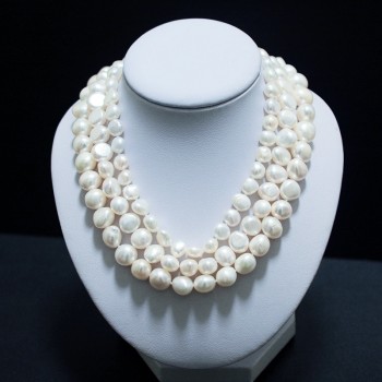 [NYMPH]  Genuine Baroque Pearl jewery sets  natural freshwater pearl necklace bracelet earrings 8-9mm fine jewelry [t1010]