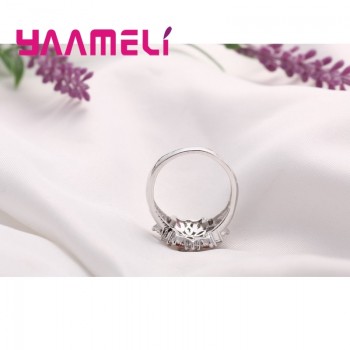 YAAMELI Summer Flowers Finger Rings for Women Gifts 925 Sterling Silver Rainbow Colored Cubic Zircon Stone Sparkling Jewelry