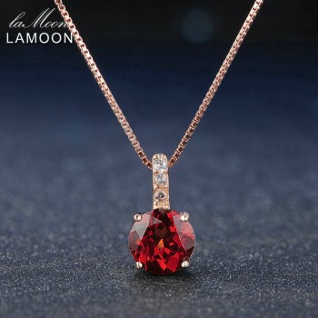 LAMOON Trendy 2ct Natural Red Garnet 925 Sterling Silver Jewelry Sets S925 Earrings+Rings+Bracelets+Necklaces for Women V014-1