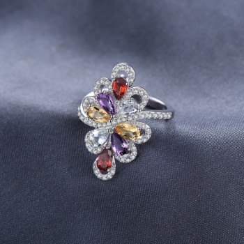 JewelryPalace luxury 10ct Pear Amethyst Garnet Citrine Pendant Necklace Drop Earrings Ring 925 Sterling Silver Fine Jewelry Sets