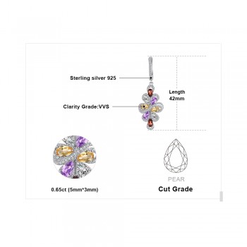 JewelryPalace luxury 10ct Pear Amethyst Garnet Citrine Pendant Necklace Drop Earrings Ring 925 Sterling Silver Fine Jewelry Sets