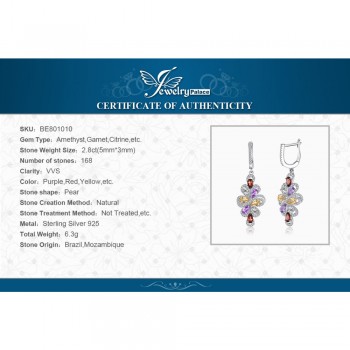 JewelryPalace luxury 10ct Pear Amethyst Garnet Citrine Pendant Necklace Drop Earrings Ring 925 Sterling Silver Fine Jewelry Sets