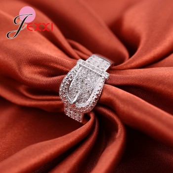 YAAMELI Latest 925 Sterling Silver Rings AAA Cubic Zircon CZ Stone Belt Buckle Design Lovely Womens Big Party Accessories