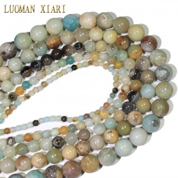 Fine 100% Natural Amazonite Stone  Beads Round Beads For Jewelry Making DIY Bracelet Necklace Material 4/6/8/10/12mm Strand 15