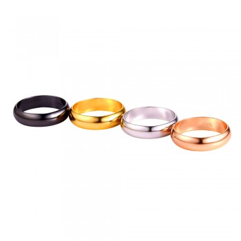 U7 Simple Style Wedding Bands Rings Gold/Silver/Black Color 5MM Wide Couple Lovers Ring for Men/Women Anniversary Gift R371