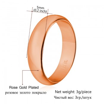 U7 Simple Style Wedding Bands Rings Gold/Silver/Black Color 5MM Wide Couple Lovers Ring for Men/Women Anniversary Gift R371