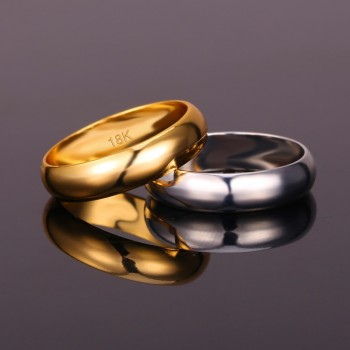 U7 Simple Style Wedding Bands Rings Gold/Silver/Black Color 5MM Wide Couple Lovers Ring for Men/Women Anniversary Gift R371