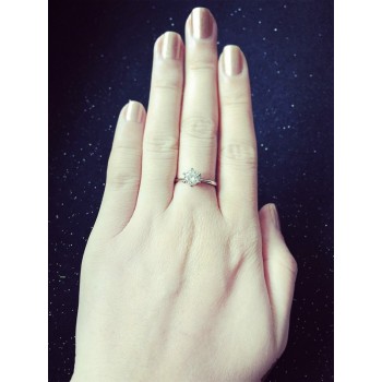 Sliver Color Classic Simple Design 6 Prong Sparkling Solitaire 1ct Zirconia  forever Wedding Ring bijoux R013