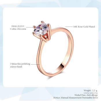 Sliver Color Classic Simple Design 6 Prong Sparkling Solitaire 1ct Zirconia  forever Wedding Ring bijoux R013