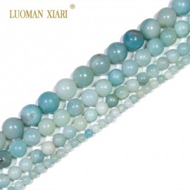 AAA  Round Natural Blue Amazonite Natural Stone  Beads For Jewelry Making DIY Bracelet Necklace 4/ 6/8/10 /12 mm Strand 15.5