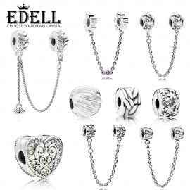 EDELL 100% 925 Sterling Silver Field Harvest Seeds Daisy Flower Safety Buckle Magic Forest Raindrops GRAINS ENERGY Safety Chain