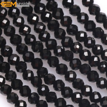 Gem-inside Natural AAA Grade Faceted Black Spinel Spacer Stone Beads For Jewelry Making Strand 15 DIY Jewellery Christmas Gift