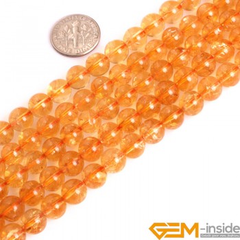 AAA Grade Round Genuine Yellow Citrine Precious Stone Beads Strand 15 Natural Stone Beads Loose Beads For Jewelry Making!