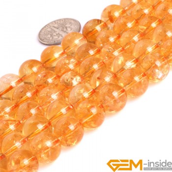 AAA Grade Round Genuine Yellow Citrine Precious Stone Beads Strand 15 Natural Stone Beads Loose Beads For Jewelry Making!