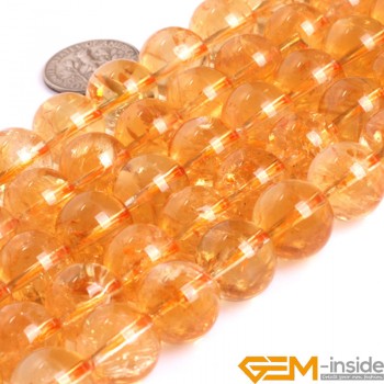 AAA Grade Round Genuine Yellow Citrine Precious Stone Beads Strand 15 Natural Stone Beads Loose Beads For Jewelry Making!