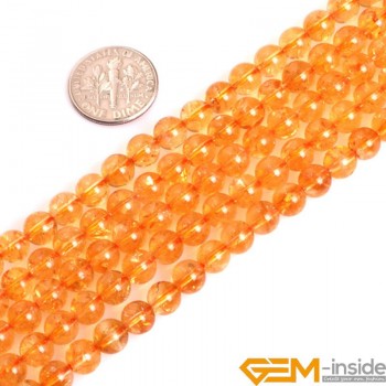 AAA Grade Round Genuine Yellow Citrine Precious Stone Beads Strand 15 Natural Stone Beads Loose Beads For Jewelry Making!