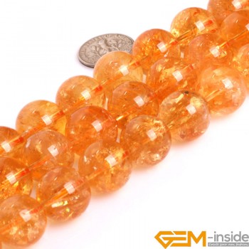 AAA Grade Round Genuine Yellow Citrine Precious Stone Beads Strand 15 Natural Stone Beads Loose Beads For Jewelry Making!