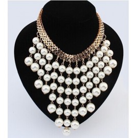 Hesiod Ruili fashion jewelry Simulated pearl necklace big exaggeration multilayer tassel pearl necklace