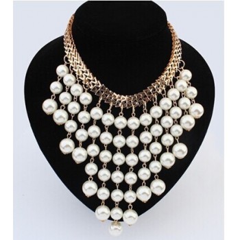 Hesiod Ruili fashion jewelry Simulated pearl necklace big exaggeration multilayer tassel pearl necklace