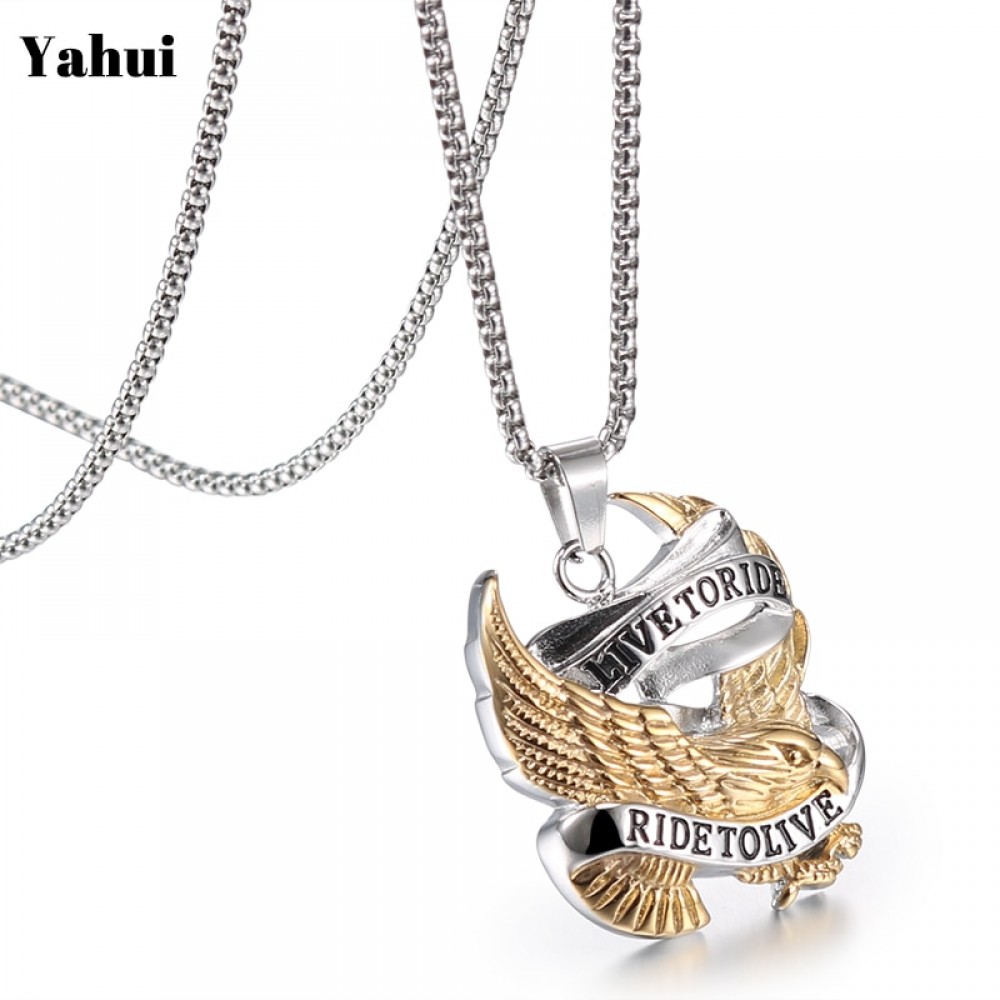 YaHui stainless steel gold eagle necklaces amp; pendants simple  high quality infinity handmade best friends pendant accessorie