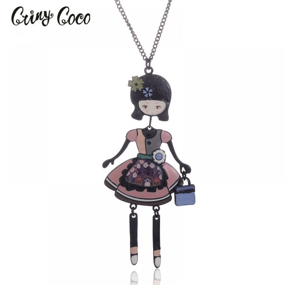 New 2018 Necklaceamp;Pendant Trendy Enamel Zinc Alloy Charm Girl Pendant Metal Long Women Necklace Chain Women Jewelry Wholesale