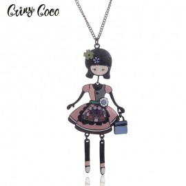 New 2018 Necklaceamp;Pendant Trendy Enamel Zinc Alloy Charm Girl Pendant Metal Long Women Necklace Chain Women Jewelry Wholesale