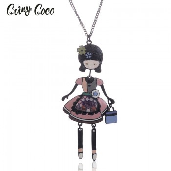 New 2018 Necklaceamp;Pendant Trendy Enamel Zinc Alloy Charm Girl Pendant Metal Long Women Necklace Chain Women Jewelry Wholesale