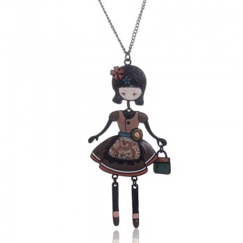 New 2018 Necklaceamp;Pendant Trendy Enamel Zinc Alloy Charm Girl Pendant Metal Long Women Necklace Chain Women Jewelry Wholesale