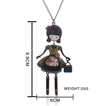 New 2018 Necklaceamp;Pendant Trendy Enamel Zinc Alloy Charm Girl Pendant Metal Long Women Necklace Chain Women Jewelry Wholesale