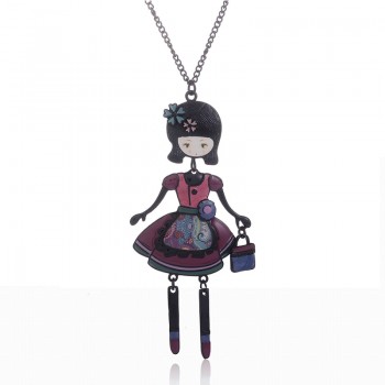 New 2018 Necklaceamp;Pendant Trendy Enamel Zinc Alloy Charm Girl Pendant Metal Long Women Necklace Chain Women Jewelry Wholesale