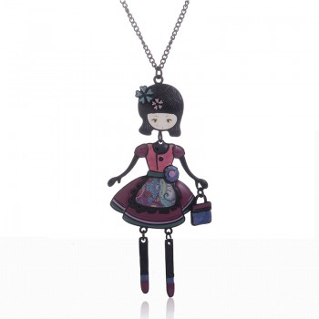 New 2018 Necklaceamp;Pendant Trendy Enamel Zinc Alloy Charm Girl Pendant Metal Long Women Necklace Chain Women Jewelry Wholesale