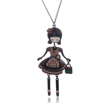 New 2018 Necklaceamp;Pendant Trendy Enamel Zinc Alloy Charm Girl Pendant Metal Long Women Necklace Chain Women Jewelry Wholesale
