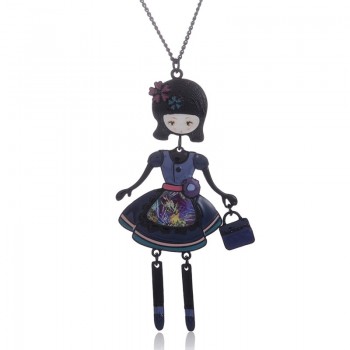 New 2018 Necklaceamp;Pendant Trendy Enamel Zinc Alloy Charm Girl Pendant Metal Long Women Necklace Chain Women Jewelry Wholesale