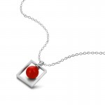 Elegant red Faux Pearl Chocker Simple Dainty 100% 925 sterling silver Square pendant necklace For women amp; girls Fashion jewelry