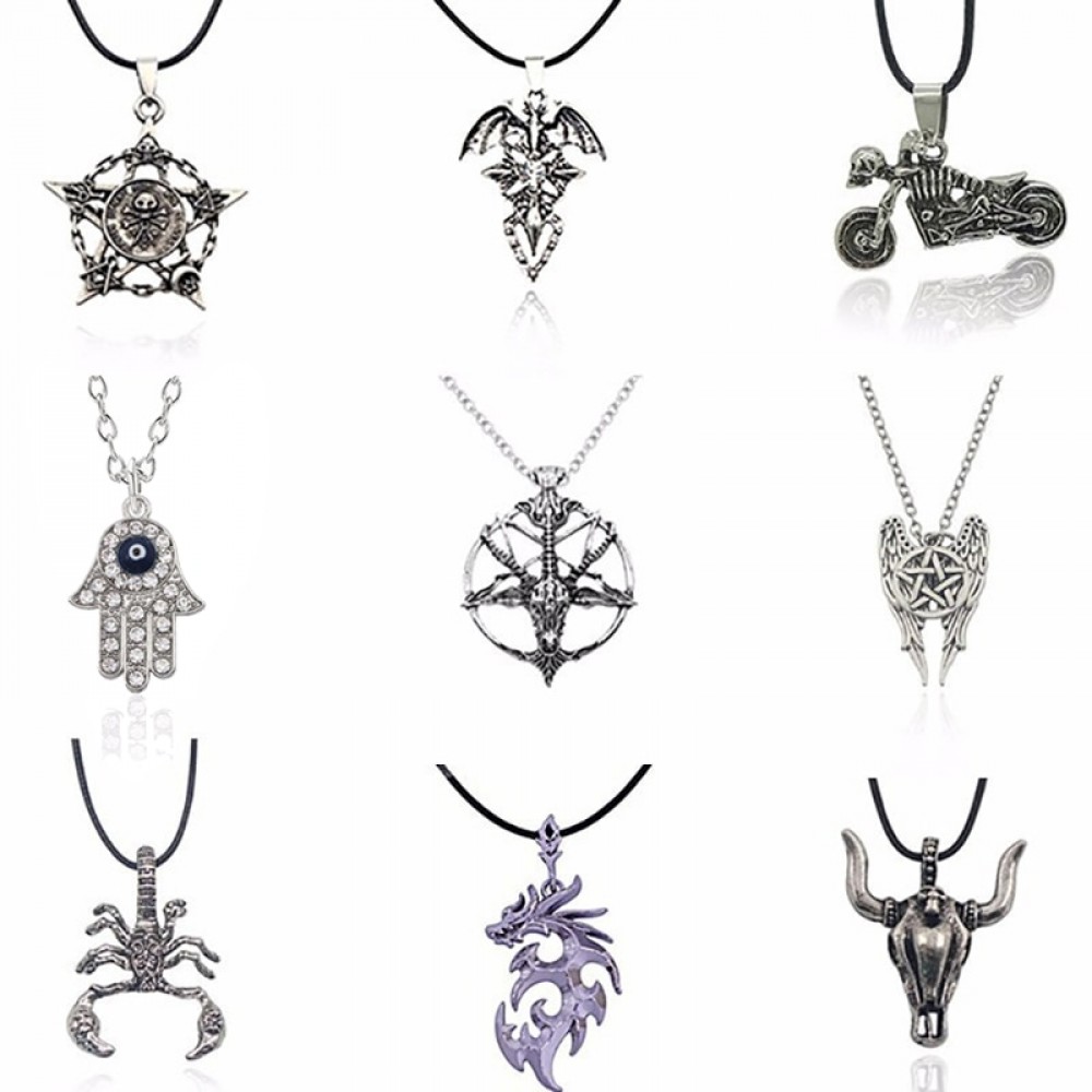 Fashion Steampunk Inverted Pentagram Pan God Skull Goat Head Pendant Necklaces Satanism Satanic Occult Metal DIY Choker Necklace