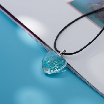Lovers Peach Heart Glass Pendant Time Gem womens Necklaces gift Flower pendants for girl friend #FY405