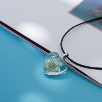 Lovers Peach Heart Glass Pendant Time Gem womens Necklaces gift Flower pendants for girl friend #FY405
