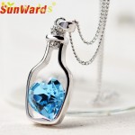 Creative Women Fashion Necklace Ladies Popular Style  Drift Bottles Pendant Necklace Blue  Crystal Pendant Necklace 2017 Oct20