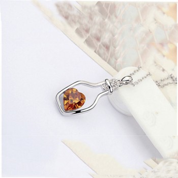 Creative Women Fashion Necklace Ladies Popular Style  Drift Bottles Pendant Necklace Blue  Crystal Pendant Necklace 2017 Oct20