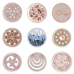 New Fashion Mix Designs Frame Hollow Crystal Disc 33cm Coin Charms DIY Coin Floating Coin Pendant Fit in 35mm Locket Necklace