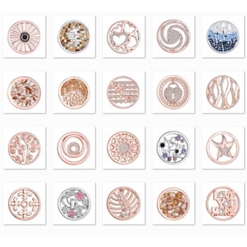 New Fashion Mix Designs Frame Hollow Crystal Disc 33cm Coin Charms DIY Coin Floating Coin Pendant Fit in 35mm Locket Necklace