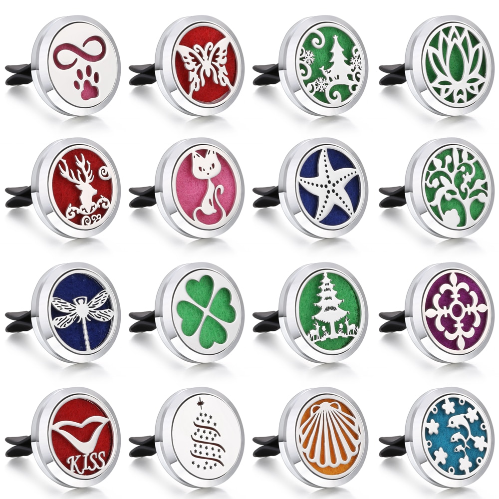 Car Air Diffuser Locket Stainless Steel Freshener Car Essential Oil Diffuser Scent Perfume Aromatherapy Pendant Necklace