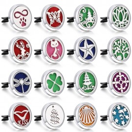 Car Air Diffuser Locket Stainless Steel Freshener Car Essential Oil Diffuser Scent Perfume Aromatherapy Pendant Necklace
