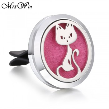 Car Air Diffuser Locket Stainless Steel Freshener Car Essential Oil Diffuser Scent Perfume Aromatherapy Pendant Necklace