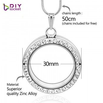 diylocket 30mm magnetic glass floating charms locket pendant necklace Memory photo Lockets 18 Styles Free Chains LSFL01-06