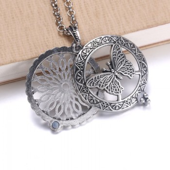 New Aroma Diffuser Necklace Open Silver Lockets Pendant Perfume Essential Oil Aromatherapy Locket Necklace With Pads 040202