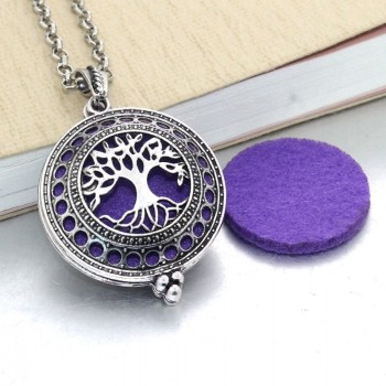 New Aroma Diffuser Necklace Open Silver Lockets Pendant Perfume Essential Oil Aromatherapy Locket Necklace With Pads 040202